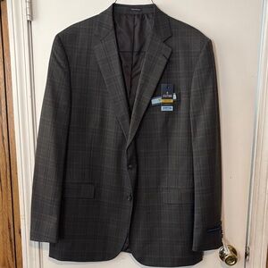 Stafford Charcoal Plaid Stretch Sport Coat